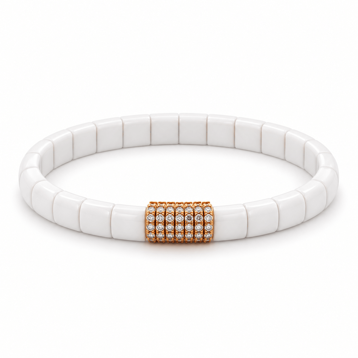 Demeglio Pura White Polished Ceramic & Diamond Bracelet - Aurum Jewels