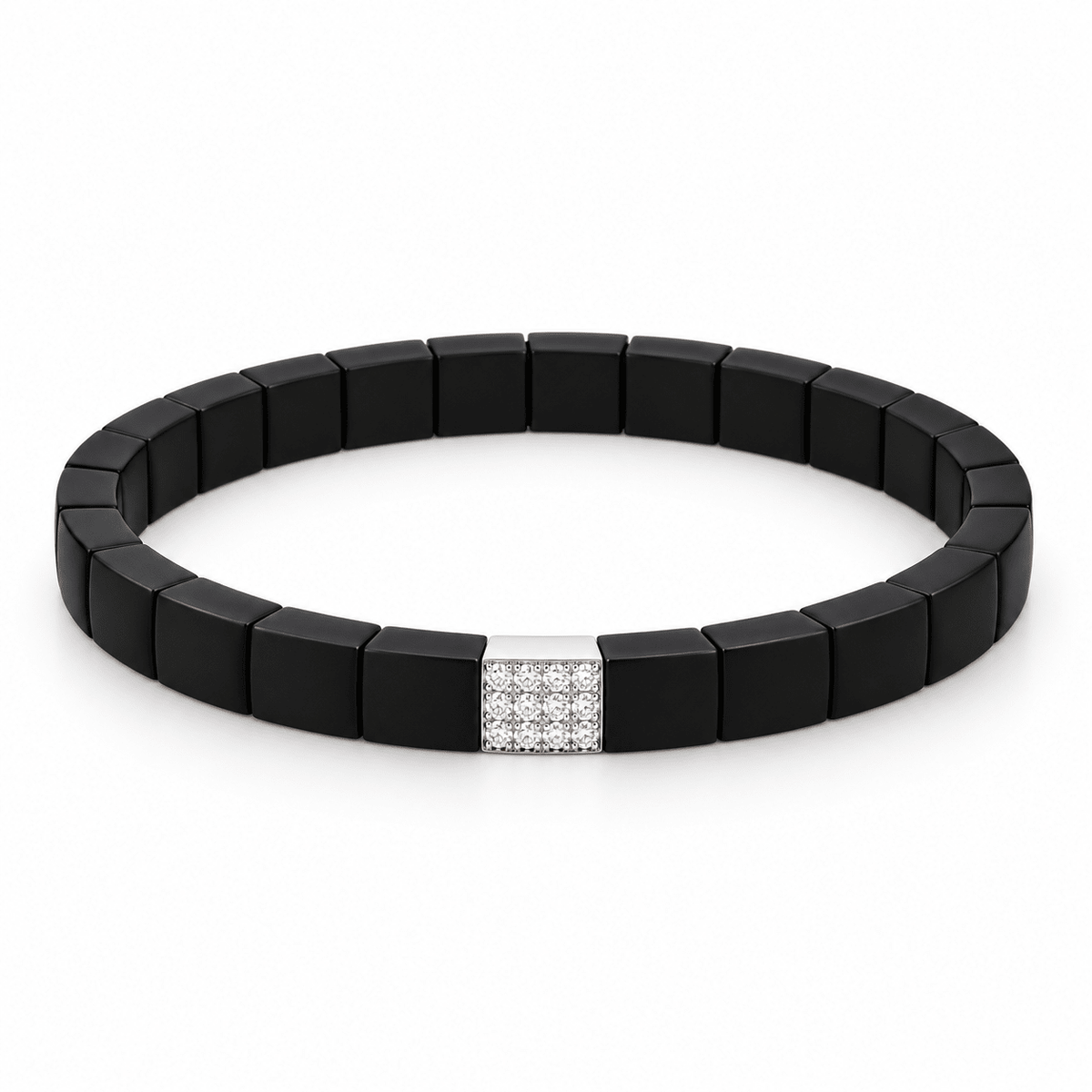 Demeglio Scacco Bracelet in Matte Black Ceramic with Diamonds - Aurum Jewels