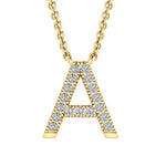 Diamond Initial ‘A’ Necklace in Yellow Gold - Aurum Jewels