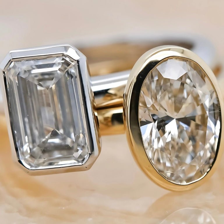 Emerald Cut Bezel Set Solitaire Diamond Ring - Aurum Jewels