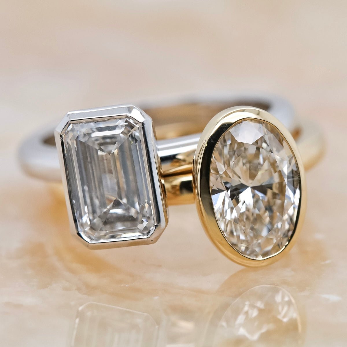 Emerald Cut Bezel Set Solitaire Diamond Ring - Aurum Jewels