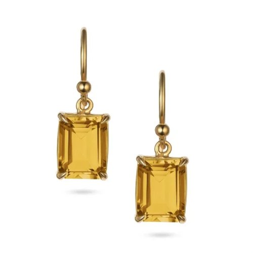 Emerald Cut Citrine Drop Earrings - Aurum Jewels