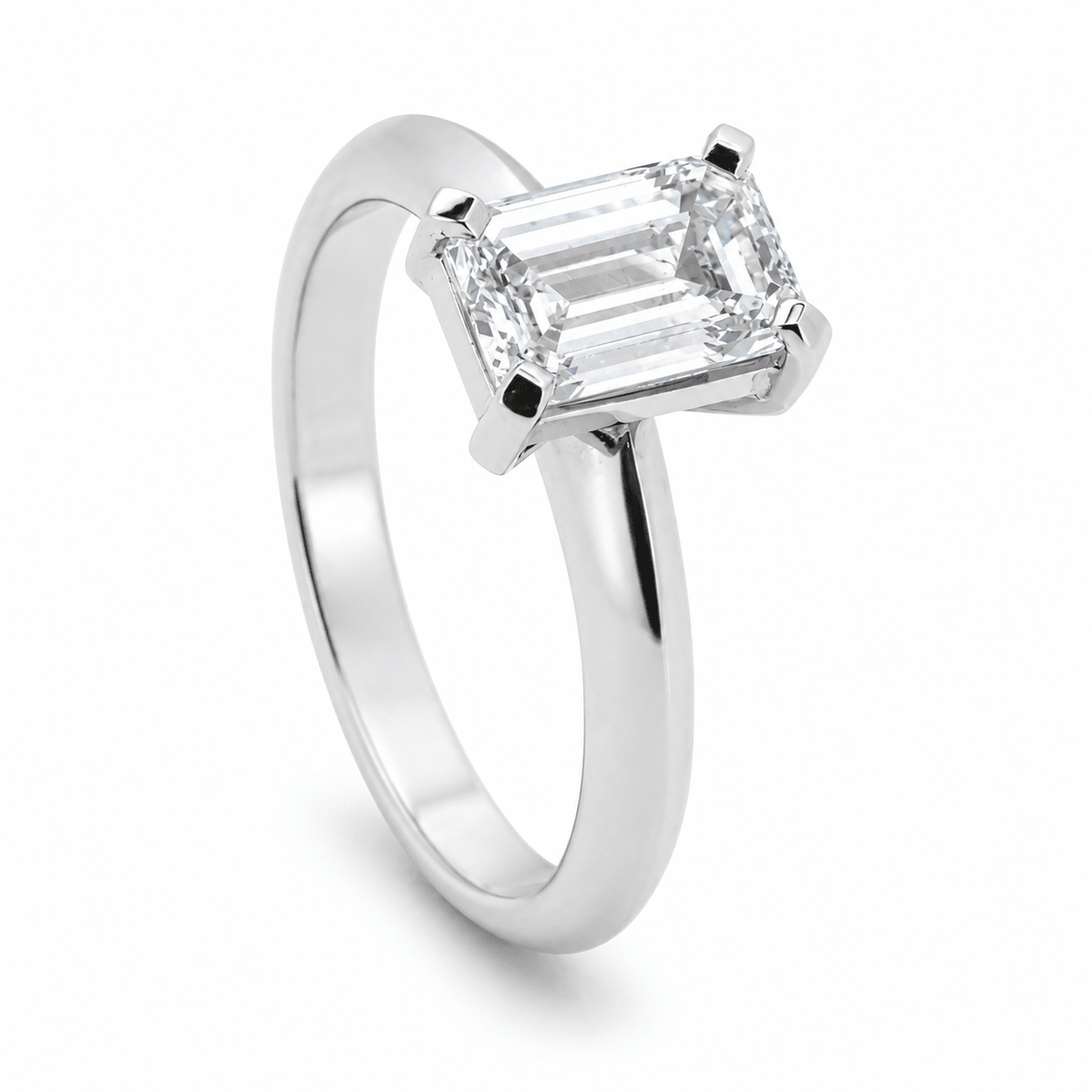Emerald Cut Diamond Solitaire Engagement Ring - Aurum Jewels
