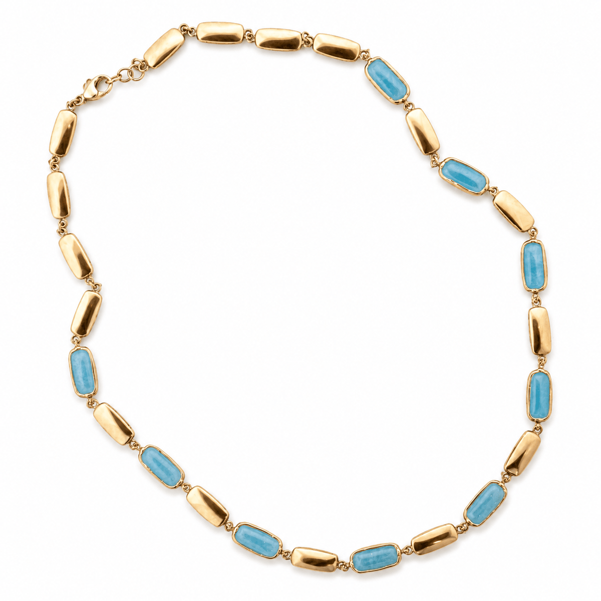 Fabulous Yellow Gold & Aquamarine Necklace - Aurum Jewels