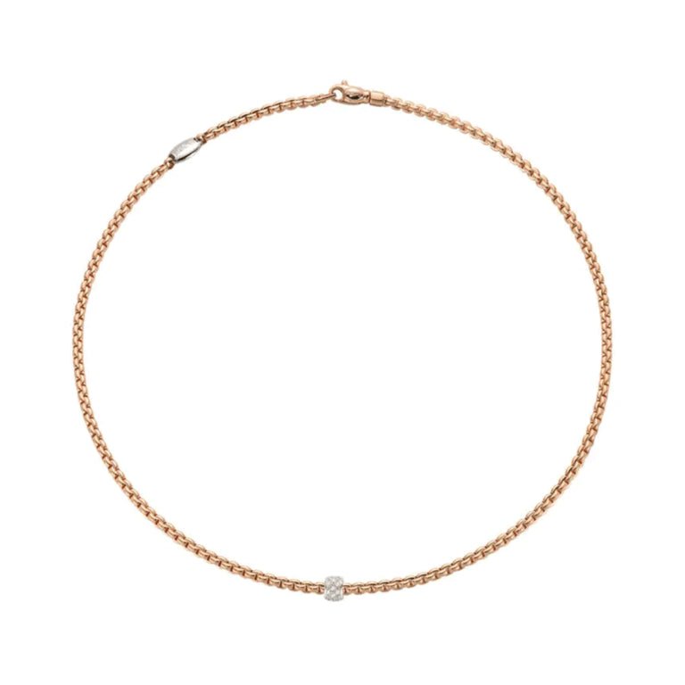 Fope EKA Rose Gold Necklace Diamond Rondel - Aurum Jewels