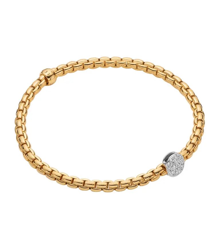 Fope Eka Yellow Gold Diamond Station Bracelet - Aurum Jewels