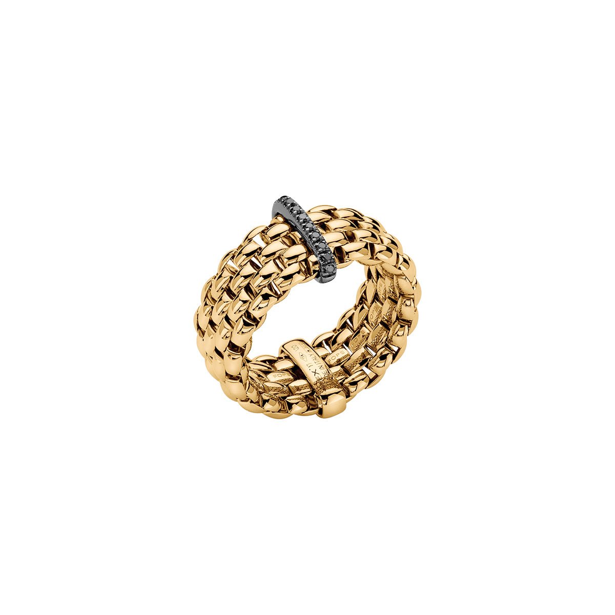 FOPE Flex'It Panorama Gold Ring with Black Diamonds - Aurum Jewels