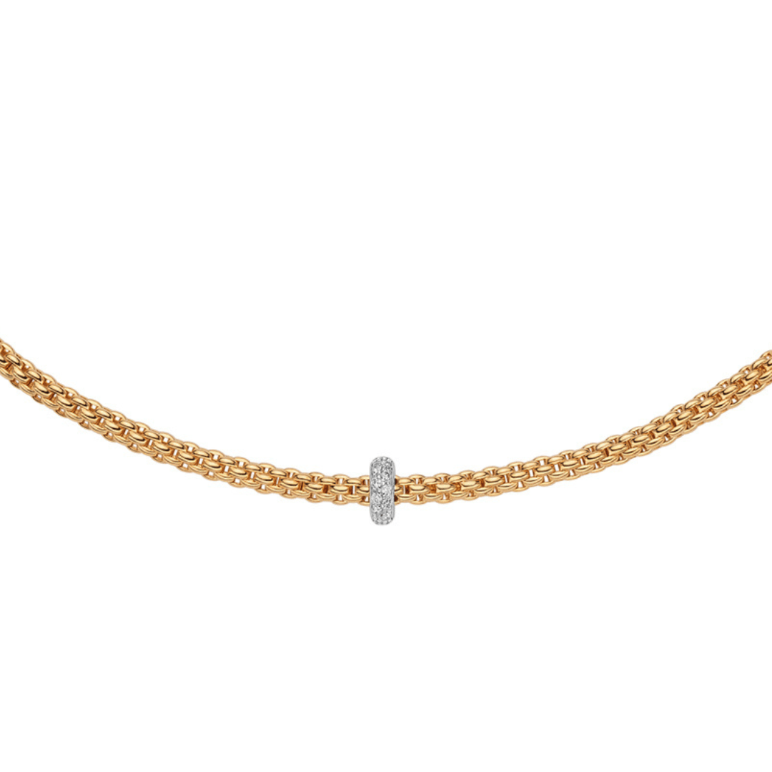 FOPE Flex'It Prima Gold Necklace with Diamonds - Aurum Jewels