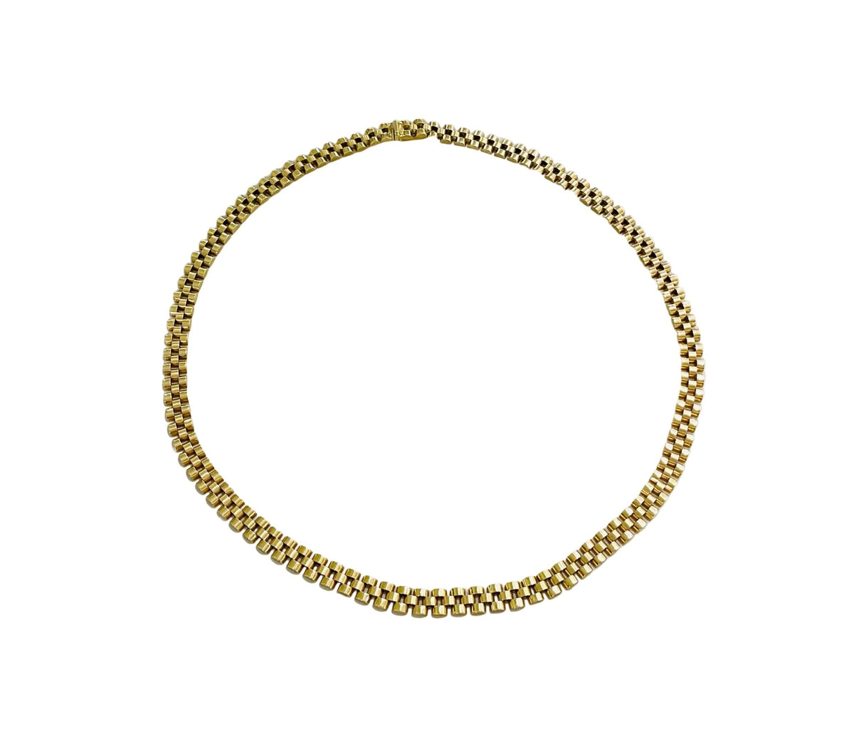 Gold 3 Row ‘Cartier Sytle’ Link Necklace - Aurum Jewels