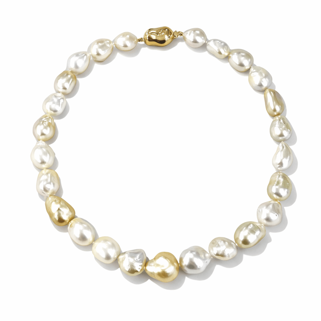 Gold & White Baroque South Sea Pearl Strand - Aurum Jewels