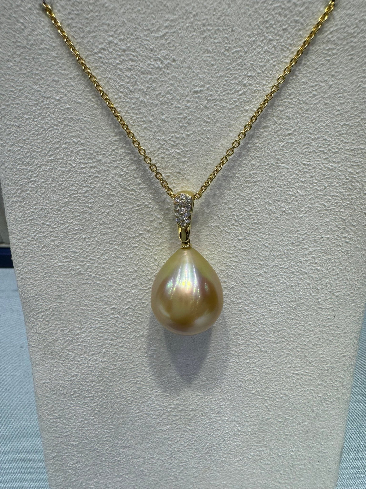 Golden South Sea Pearl & Diamond Pendant - Aurum Jewels