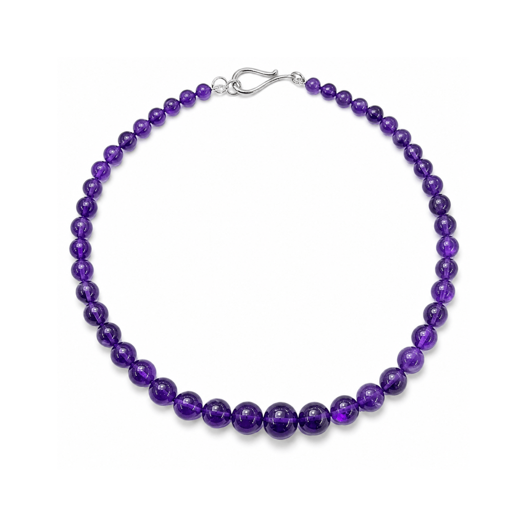 Graduated Amethyst Bead Necklace - Aurum Jewels