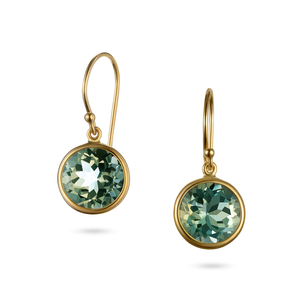 Green Amethyst & Gold Drop Earrings - Aurum Jewels