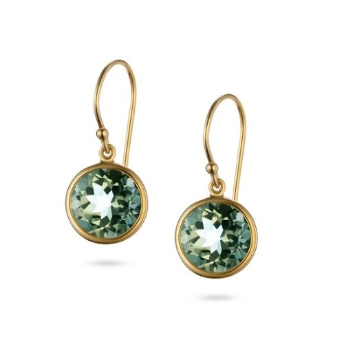 Green Amethyst & Gold Drop Earrings - Aurum Jewels