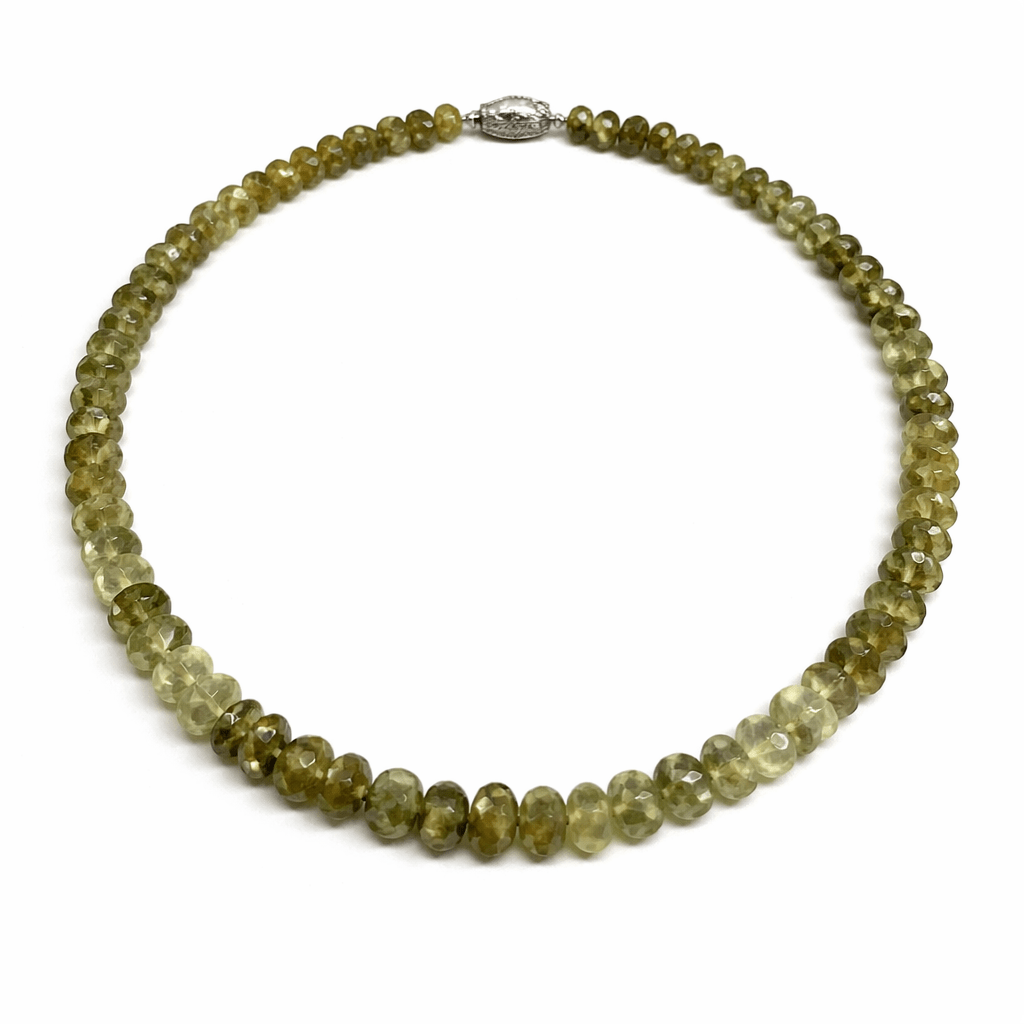 Green Beryl Gemstone Bead Necklace - Aurum Jewels
