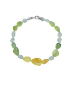 Green & Gold Prehnite & Aquamarine Gemstone Pebbles Necklace - Aurum Jewels