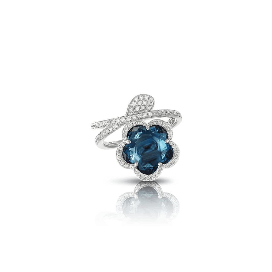 Je T’Aime Ring in 18ct White Gold with London Blue Topaz and Diamonds. - Aurum Jewels