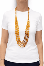 Long Multi Strand Graduating Colour Amber Necklace - Aurum Jewels