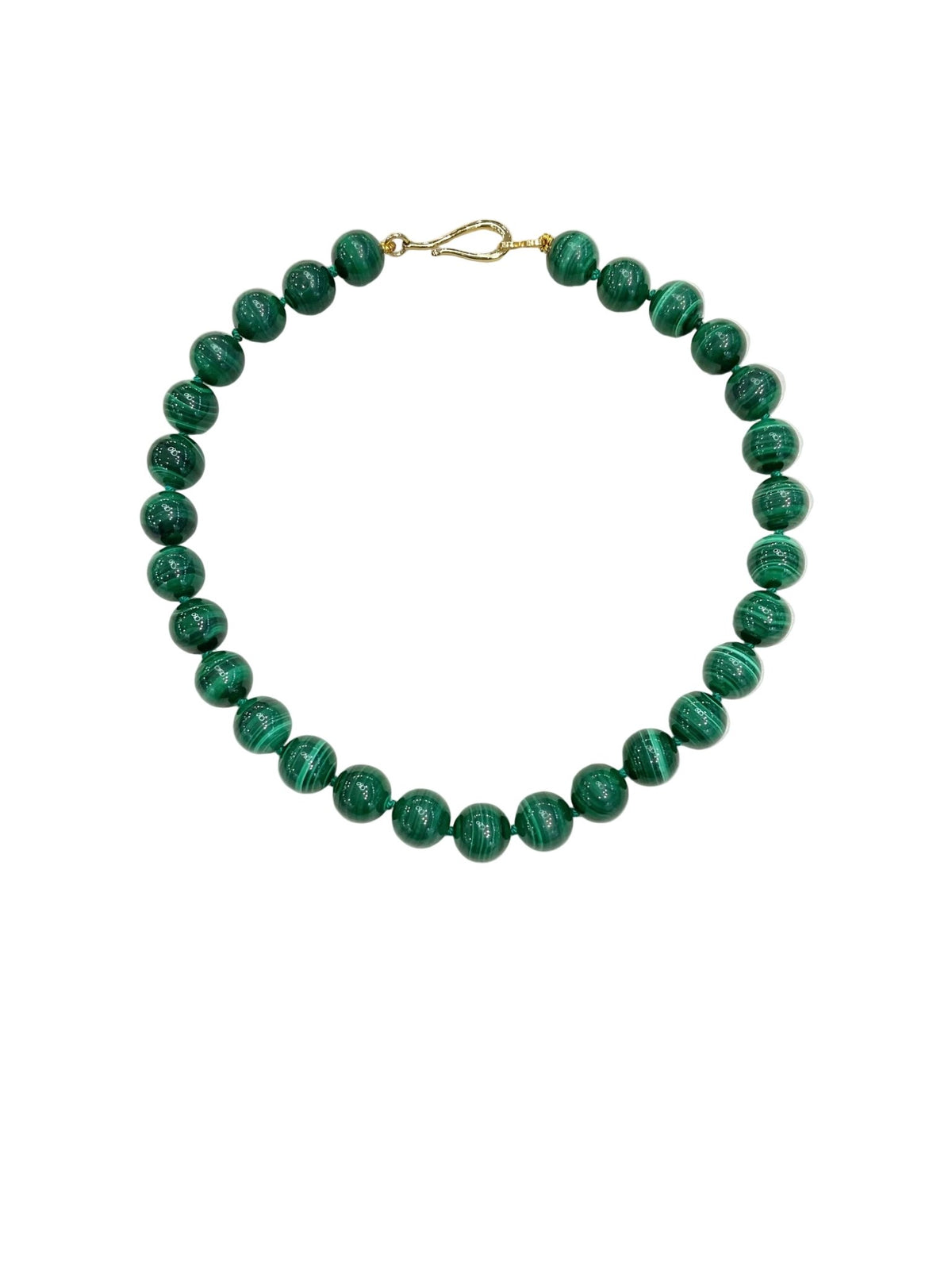 Malachite Round Gemstone Bead Necklace - Aurum Jewels