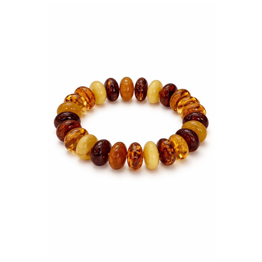 Multi Colour Amber Bead Bracelet - Aurum Jewels