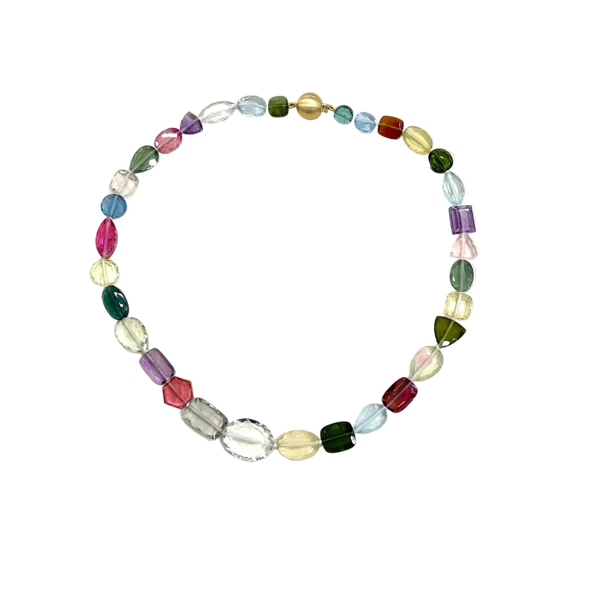 Multi Coloured Gemstone Beads Necklace - Aurum Jewels