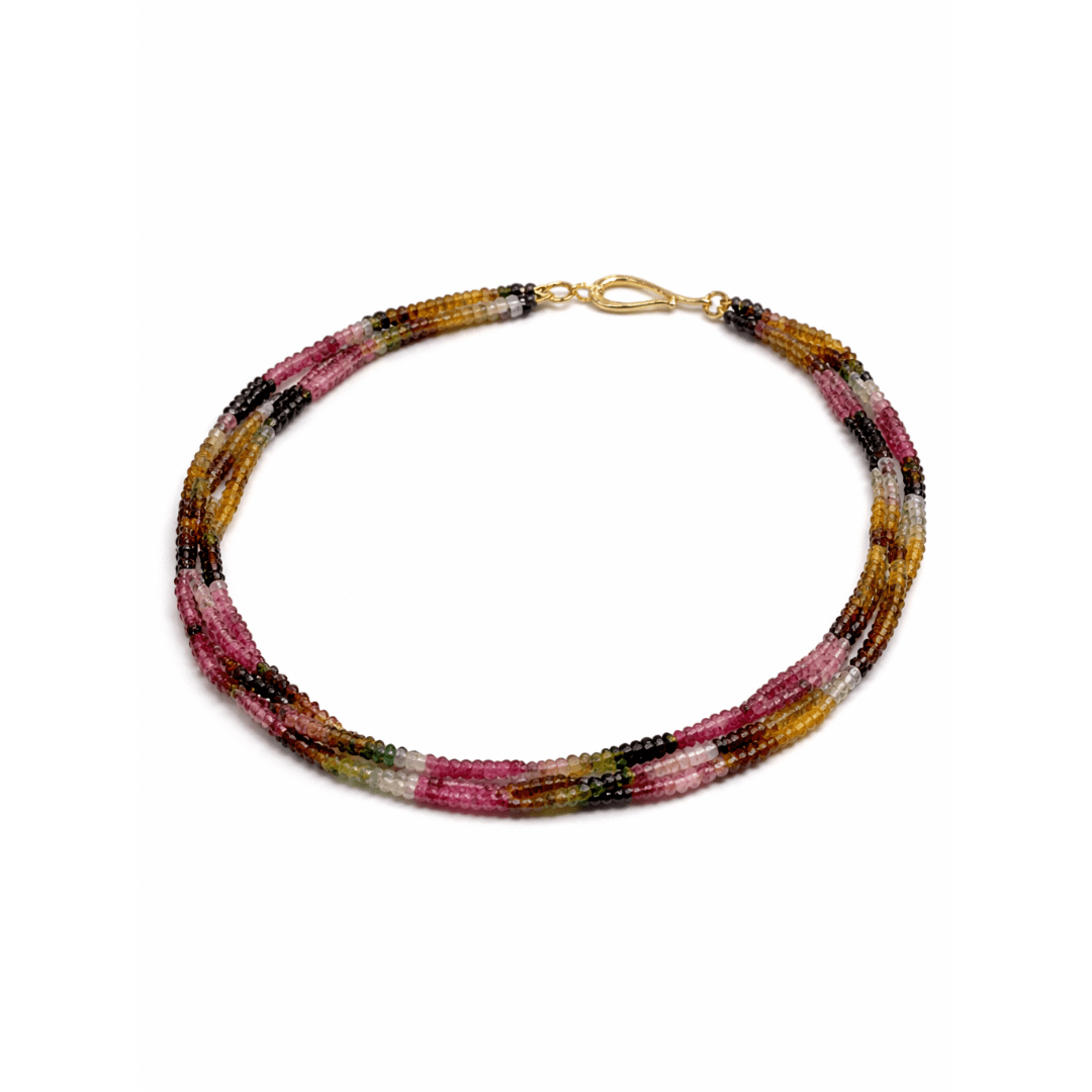 Multi Coloured Tourmaline Gemstone Beads Necklace - Aurum Jewels