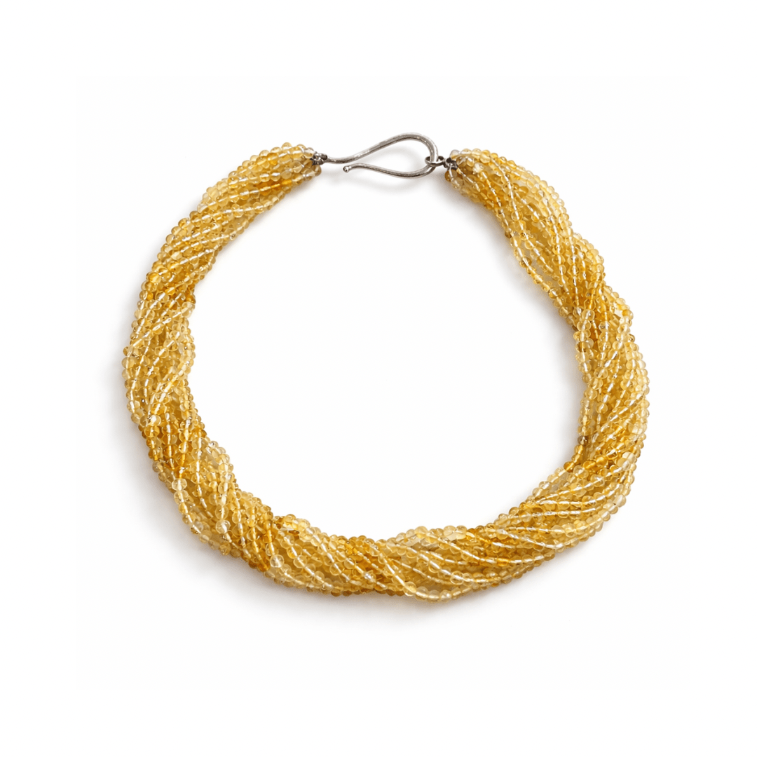 Multi Strand Citrine Gemstone Bead Necklace - Aurum Jewels
