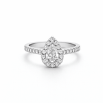 Natural Pear Shape Diamond Halo Engagement Ring - Aurum Jewels