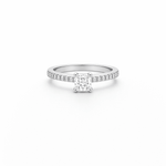 Natural Radiant Cut Engagement Ring with Diamond Band - Aurum Jewels
