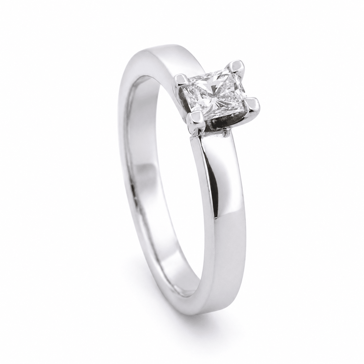 Natural Radiant Emerald Cut Diamond Solitaire Engagement Ring - Aurum Jewels