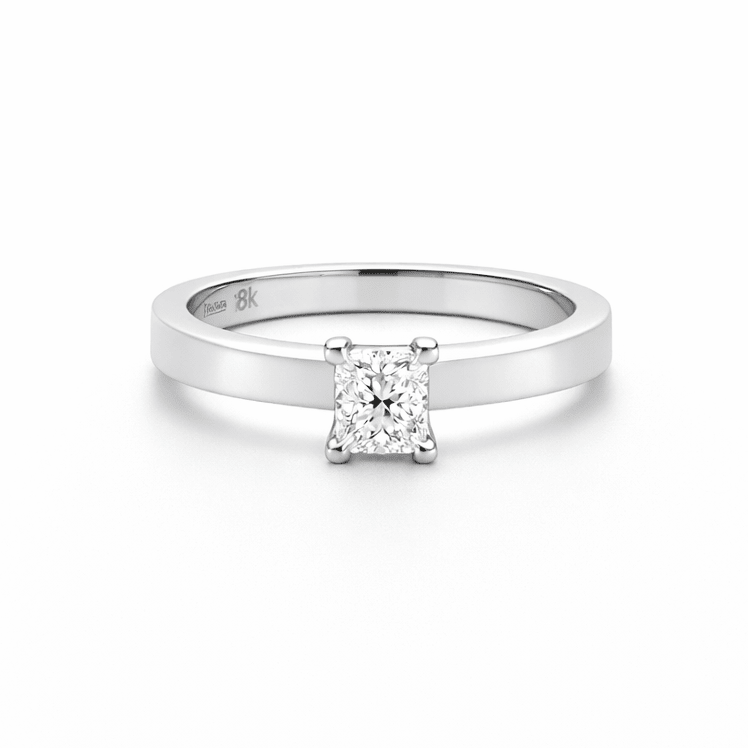 Natural Radiant Emerald Cut Diamond Solitaire Engagement Ring - Aurum Jewels