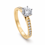 Natural Round Brilliant Cut Diamond Engagement Ring with Yellow & White Gold - Aurum Jewels