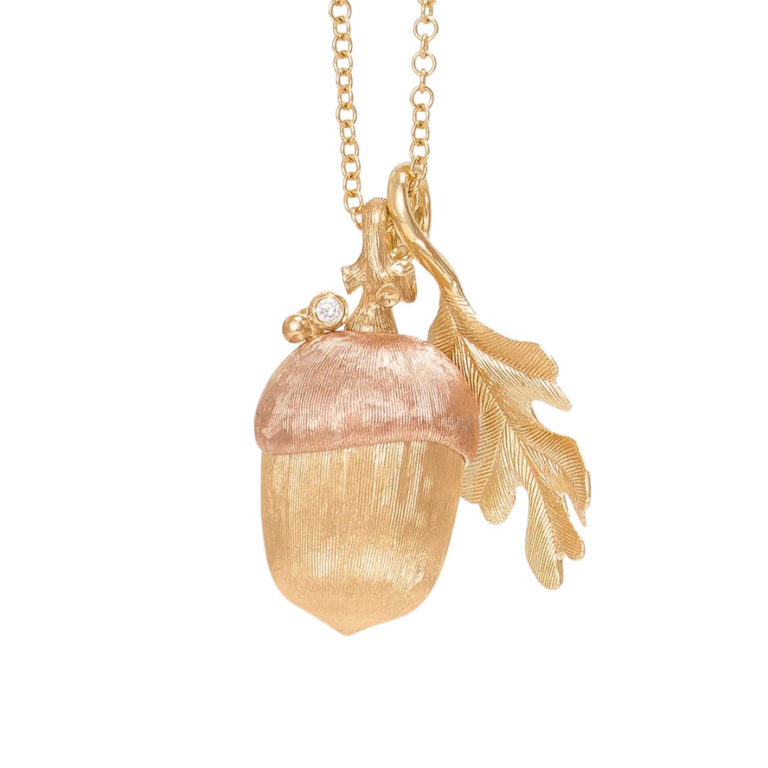 Ole Lynggaard Acorn Pendant in Brushed Gold - Aurum Jewels