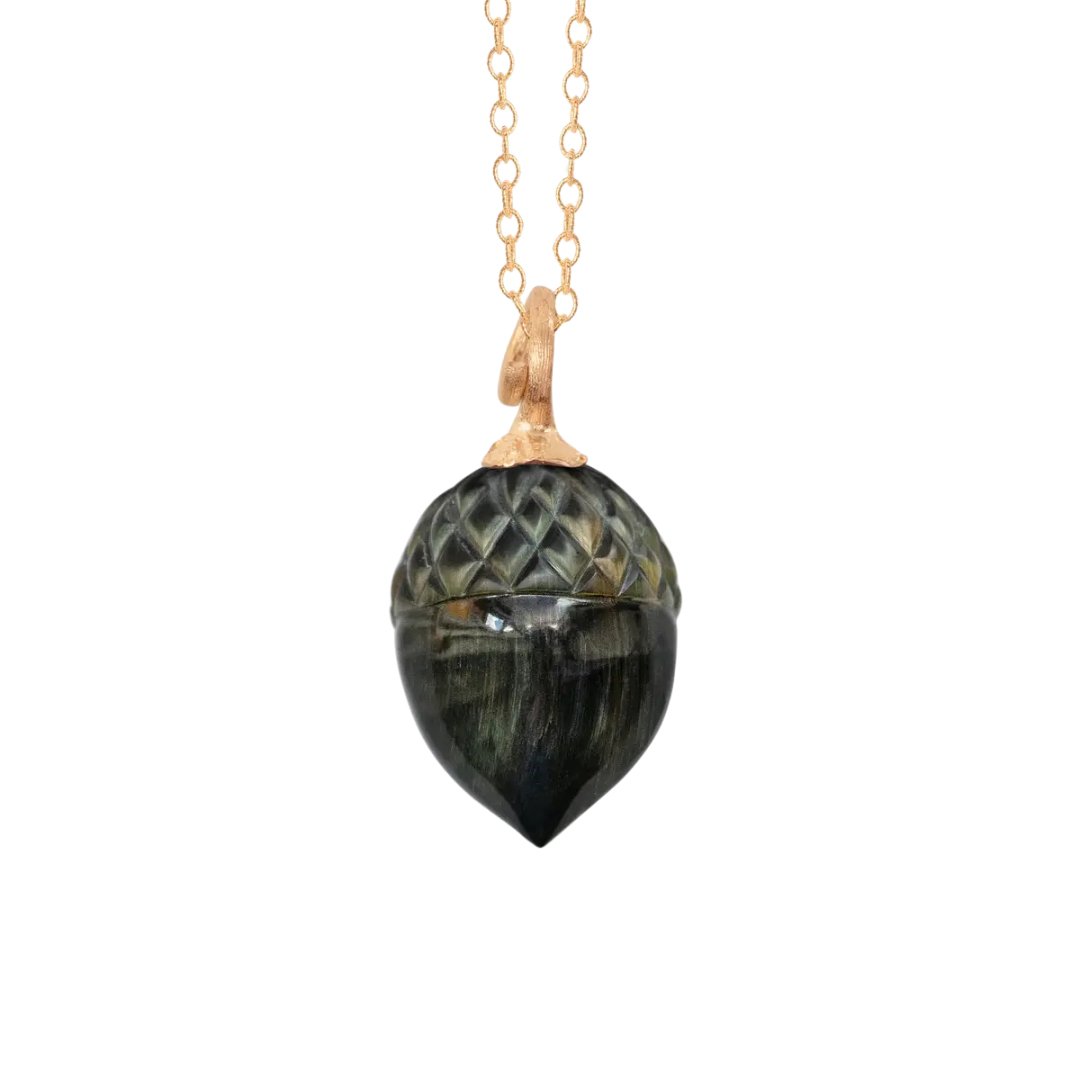 Ole Lynggaard Acorn Pendant with Falcon Eye - Aurum Jewels