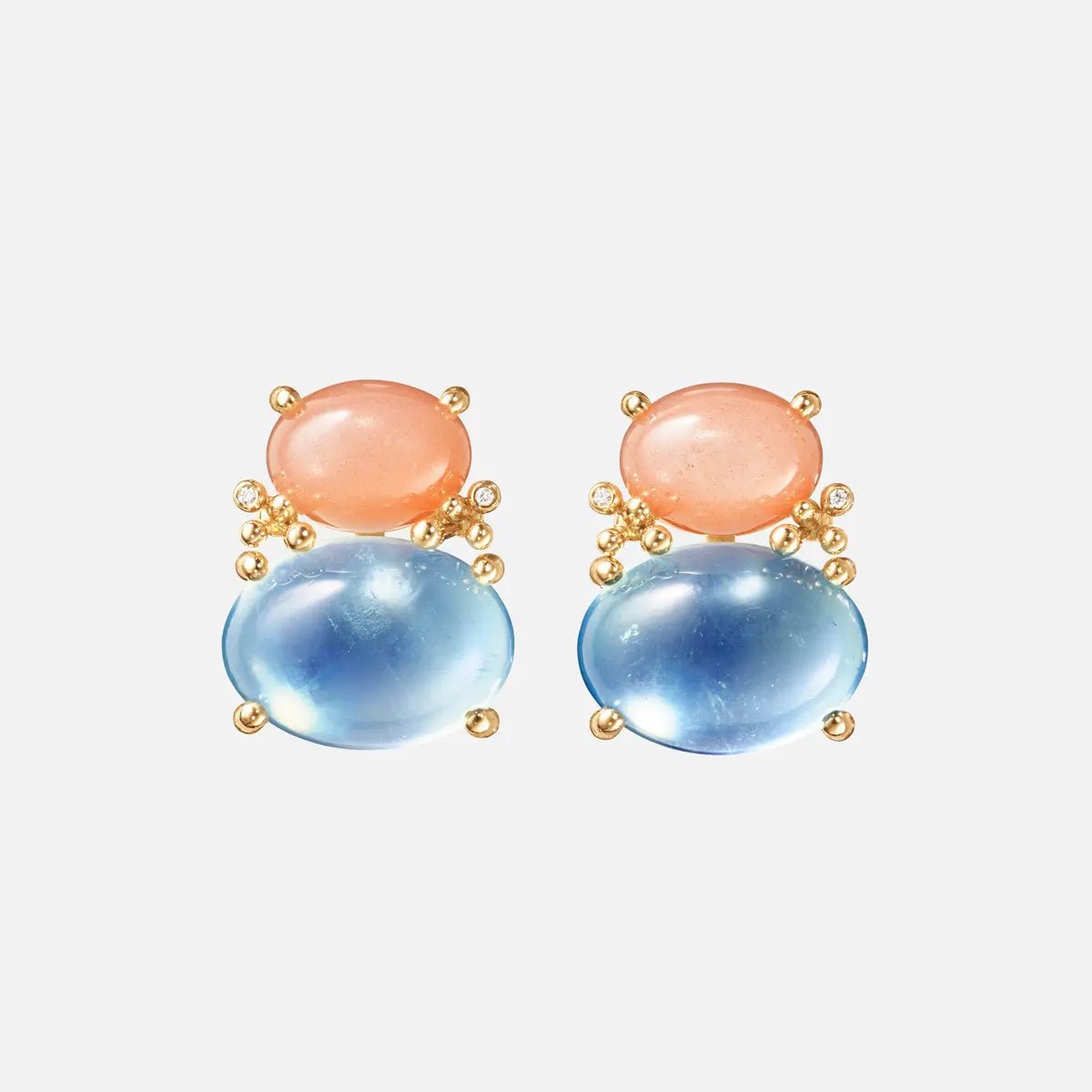 Ole Lynggaard Boho Stud Earrings with Moonstone & Aquamarine - Aurum Jewels