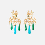 Ole Lynggaard Gipsy Earrings with Quartz, Malachite, Turquoise, Coral & Tourmaline - Aurum Jewels