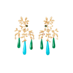 Ole Lynggaard Gipsy Earrings with Quartz, Malachite, Turquoise, Coral & Tourmaline - Aurum Jewels