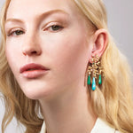 Ole Lynggaard Gipsy Earrings with Quartz, Malachite, Turquoise, Coral & Tourmaline - Aurum Jewels