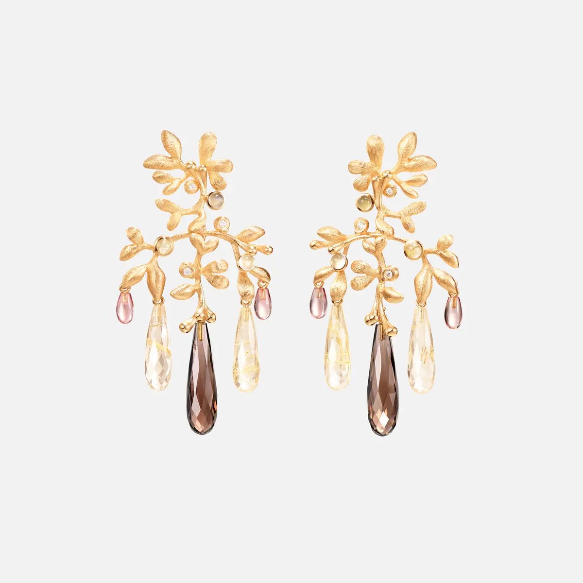 Ole Lynggaard Gipsy Earrings with Quartz, Tourmaline & Moonstones - Aurum Jewels