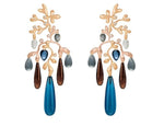 Ole Lynggaard Gypsy Earrings with London Topaz, Moonstones & Smoky Quartz - Aurum Jewels