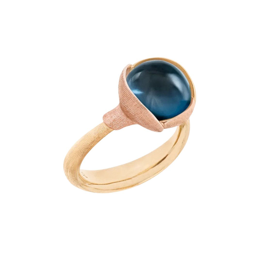 Ole Lynggaard Lotus Ring With Blue Topaz - Aurum Jewels