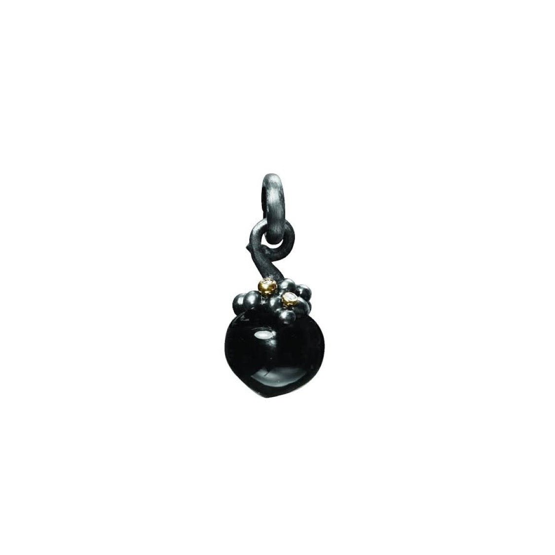 Ole Lynggaard Silver, Gold, Black Onyx & Diamond Dew Drop Charm - Aurum Jewels