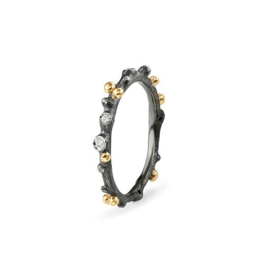 Ole Lynggaard Silver, Gold & Diamond Nature Ring - Aurum Jewels