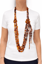 Opera Length Multi - strand Amber Necklace - Aurum Jewels