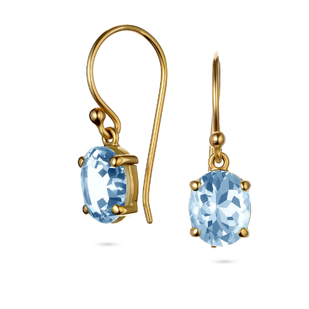 Oval Cut Aquamarine Drop Earrings - Aurum Jewels