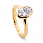 Oval Cut Bezel Set Solitaire Diamond Ring - Aurum Jewels