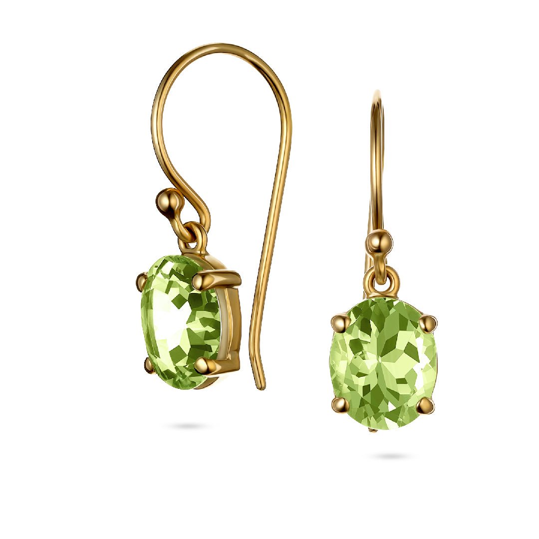 Oval Cut Peridot Drop Earrings - Aurum Jewels