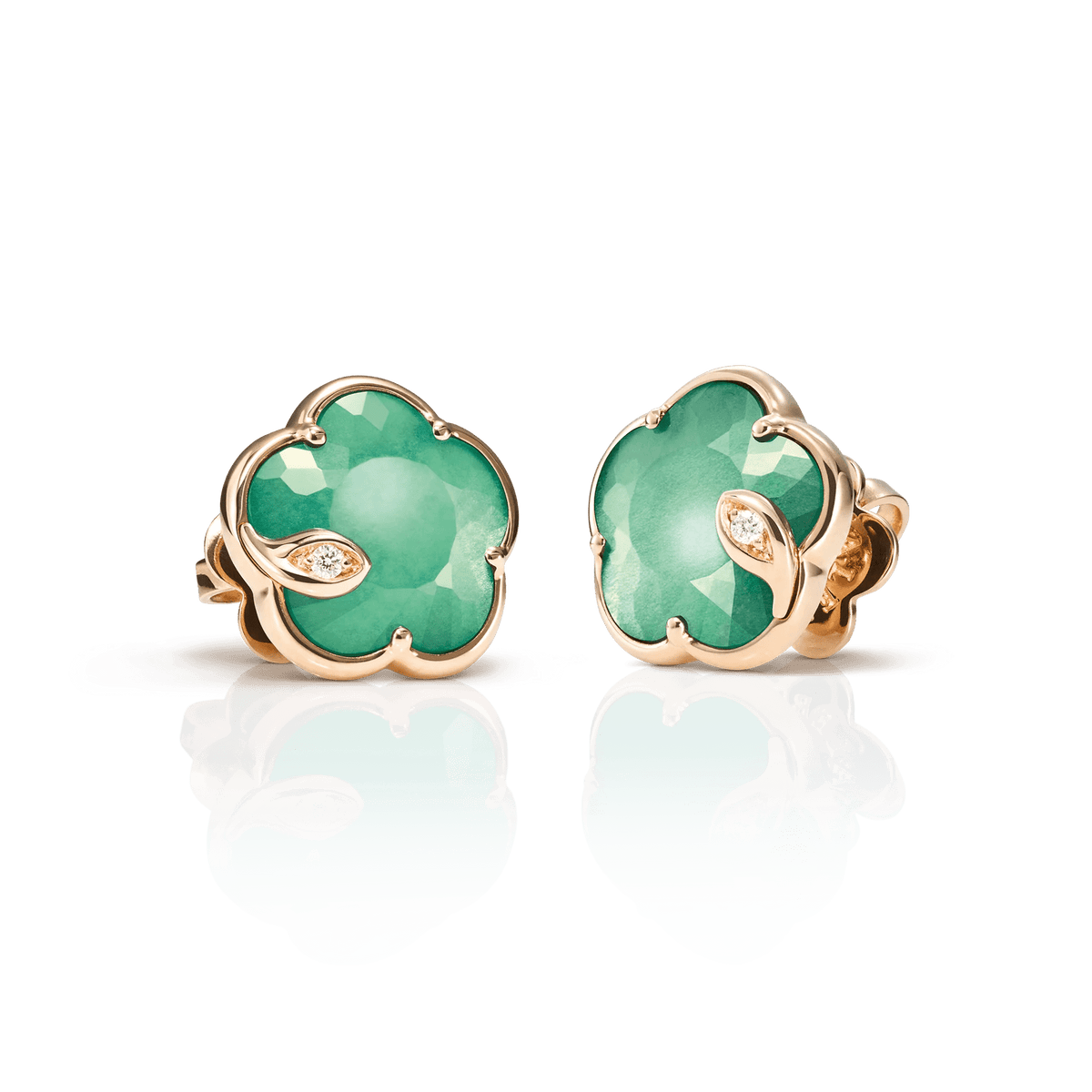 Pasquale Bruni Petit Joli Earrings in 18k Rose Gold with Lunar Garden gem & Diamonds - Aurum Jewels
