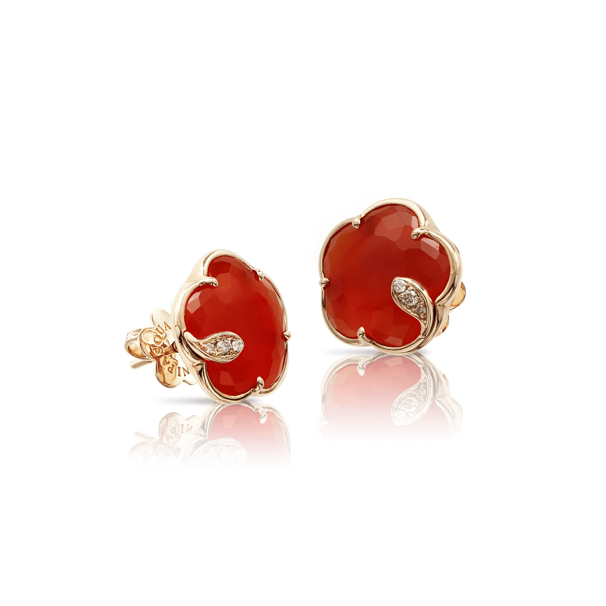 Pasquale Bruni Petit Joli Earrings in 18k Rose Gold with Red Carnelian, White & Champagne Diamonds - Aurum Jewels