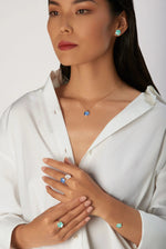 Pasquale Bruni Petit Joli Earrings in 18k Rose Gold with Sea Moon Gem, White & Champagne Diamonds - Aurum Jewels